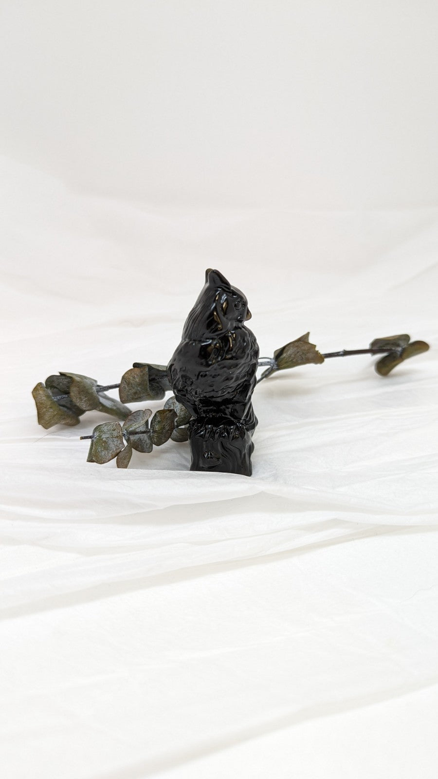 Owl - Black Obsidian Carving 7.5 cm